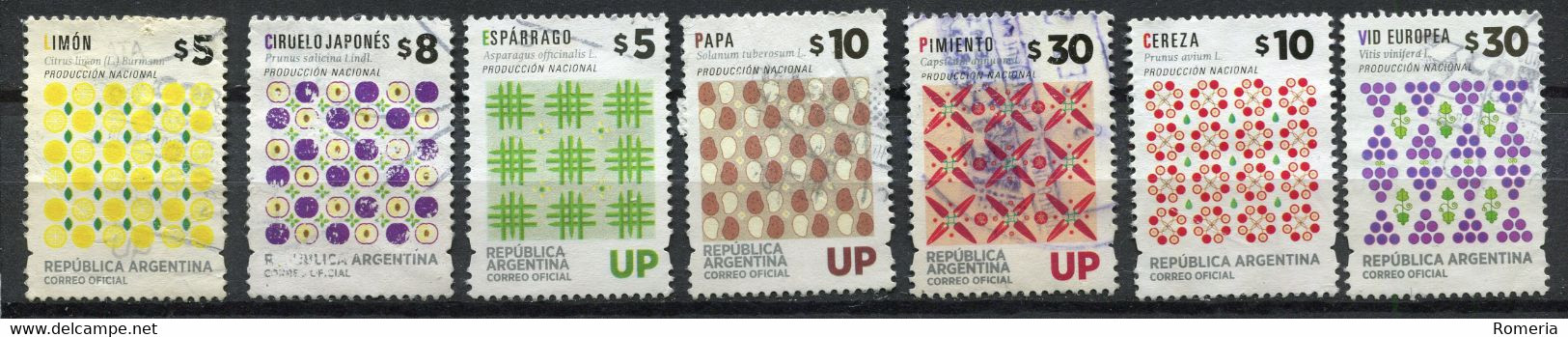 Argentine - 2016 -> 2019 - Lot Série Courante Fruits Et Légumes - Oblitérés - Nºs Dans Description - C - Used Stamps