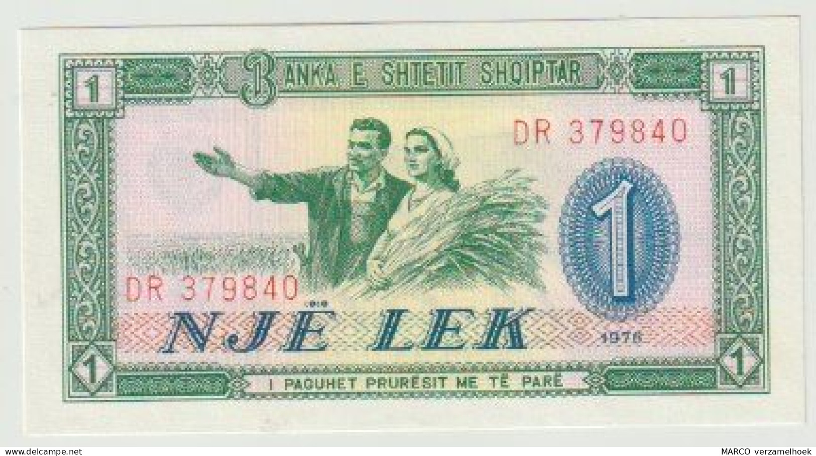 Banknote Banka E Shetetit Shqiptar Albania-albanië 1 Lek 1976 UNC (DR) - Albanië