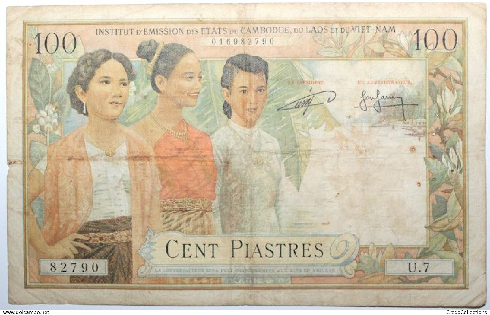 Indochine - 100 Piastres - 1954 - PICK 97 - TB - Indochine