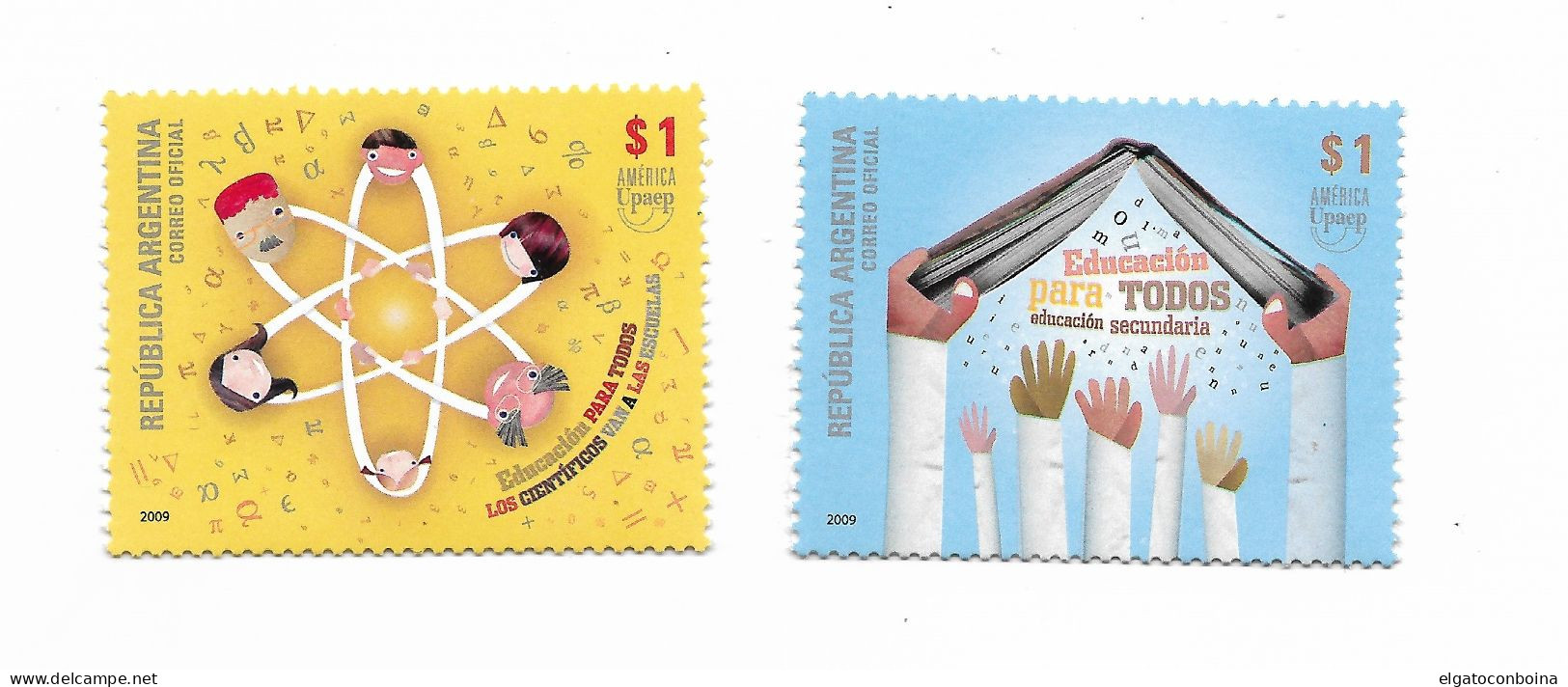 ARGENTINA 2009 EDUCATION FOR EVERYONE CHILDREN AMERICA UPAEP ISSUE SET OF 2 MNH - Nuevos