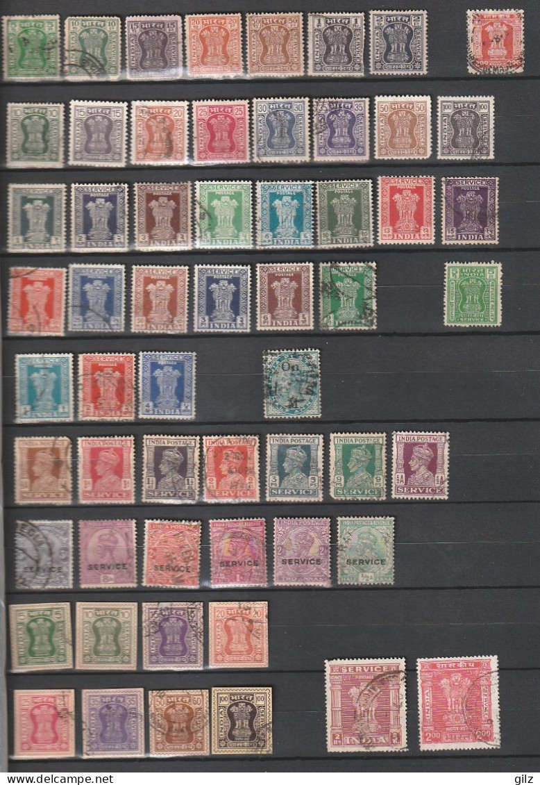 Inde Lot De Timbres De Service ,neufs Et Oblitérés (58 Valeurs) - Dienstzegels