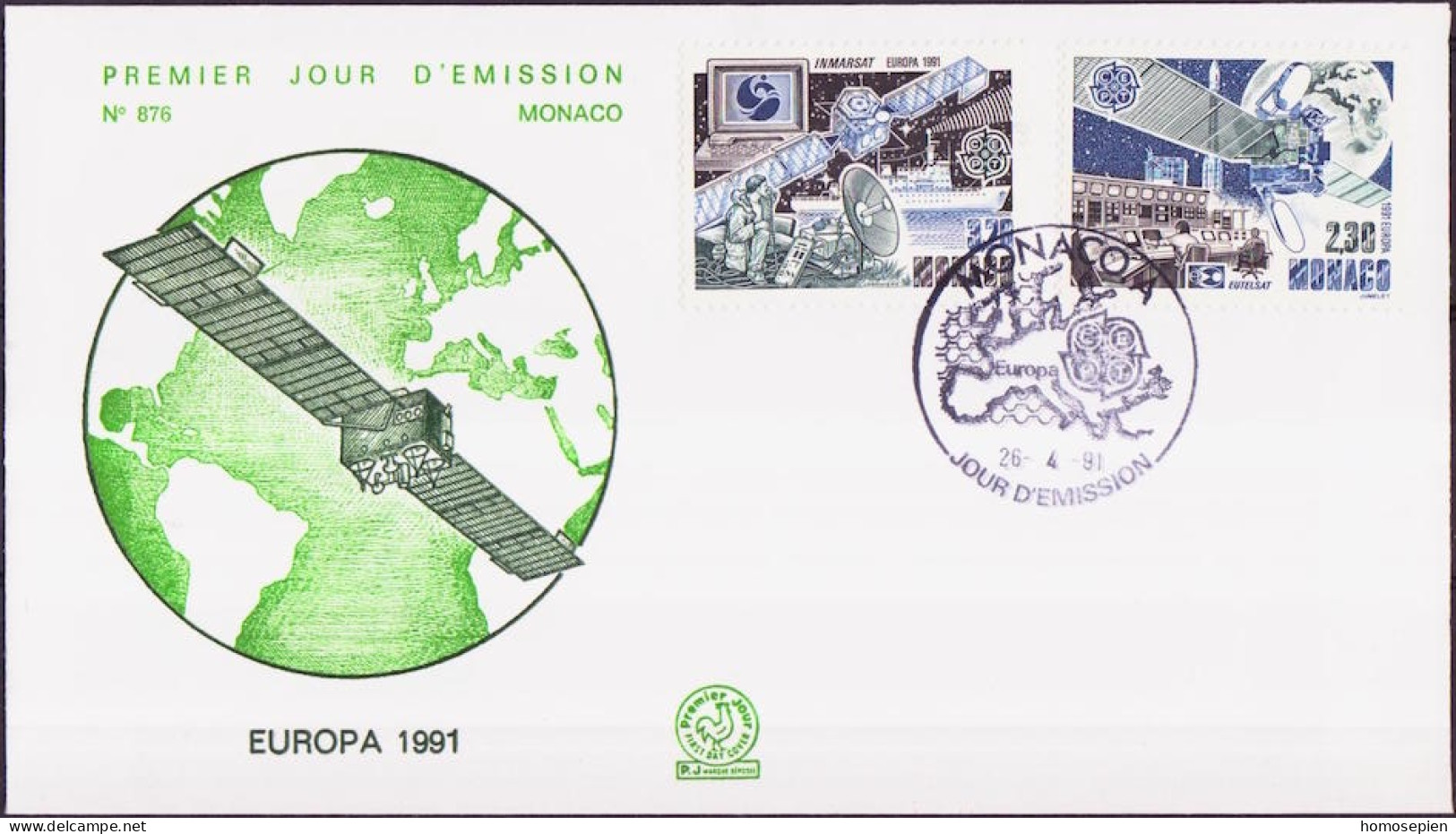 Europa CEPT 1991 Monaco FDC2 Y&T N°1768 à 1769 - Michel N°2009 à 2010 - 1991