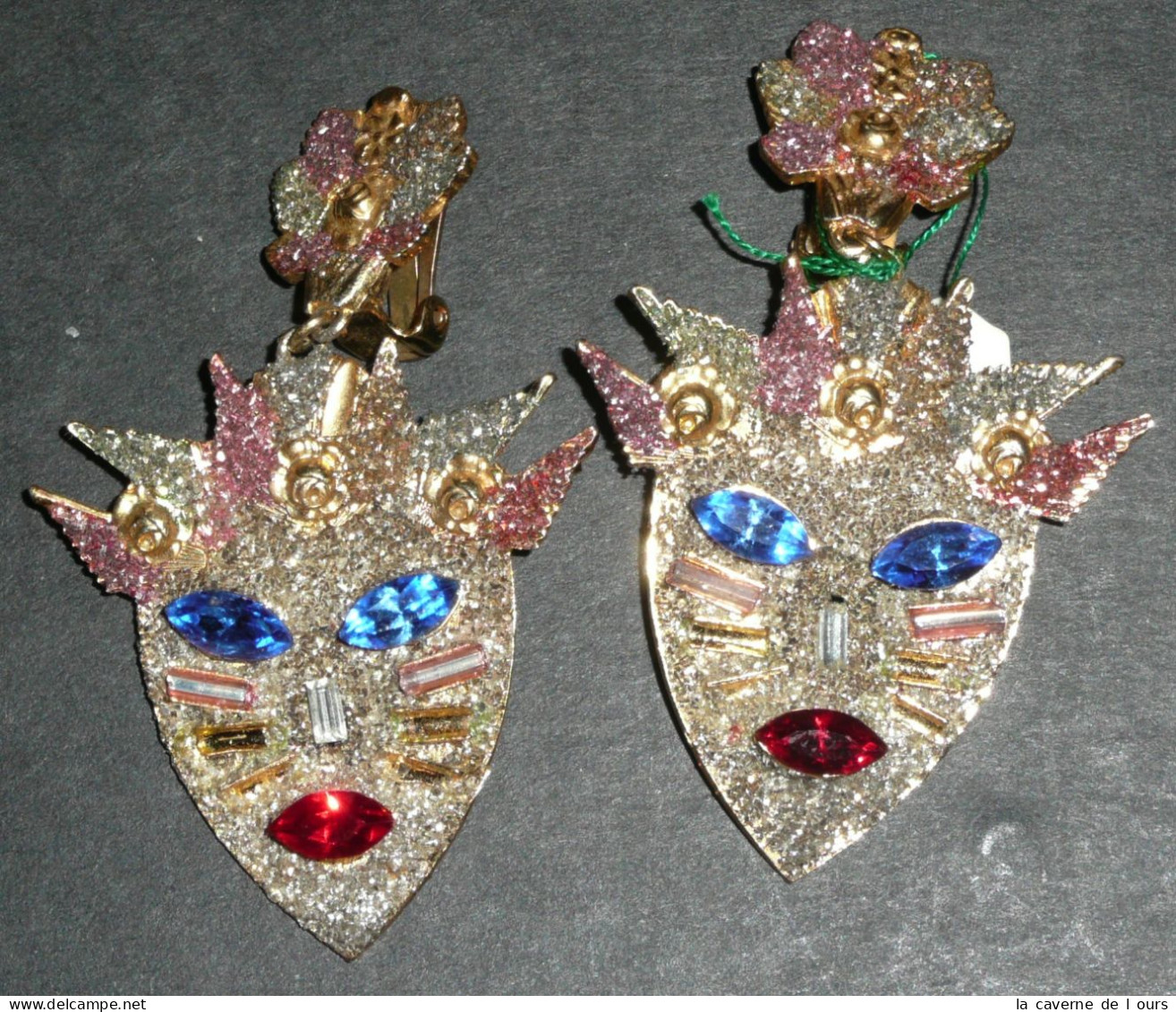 Ancien Bijou D'artiste "CAPRICIEUX Paris", Boucles D'Oreilles Zoomorphe - Aretes