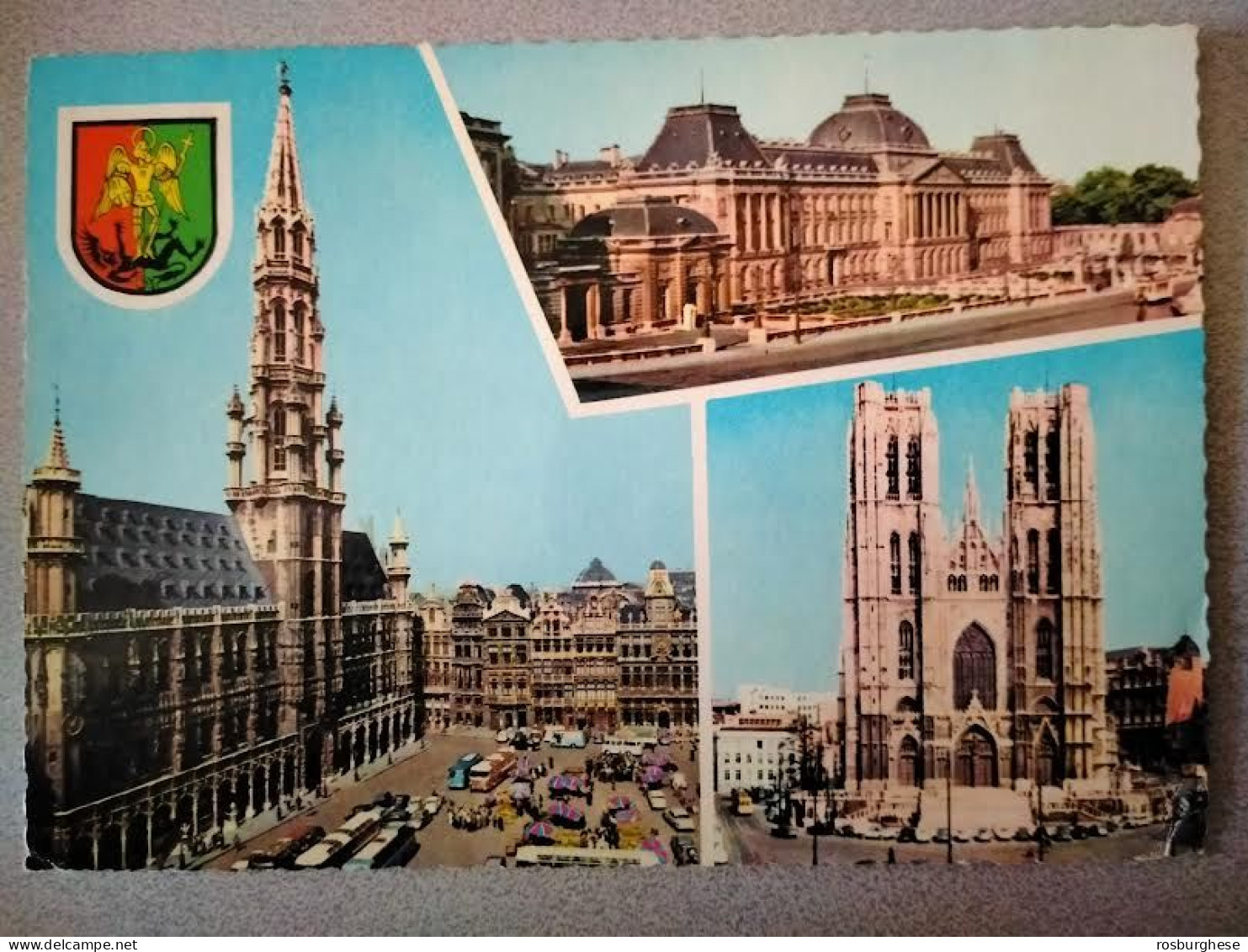 Cartolina Bruxelles 3  Vedute FG VG 1964 - Panoramic Views