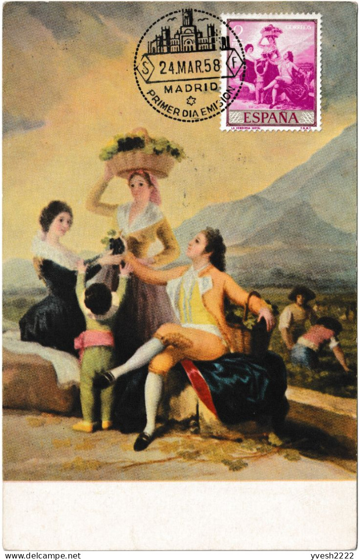 Espagne 1958 Y&T 909. Peinture Sur CM, Francisco De Goya (1746-1828). La Vendange - Vins & Alcools