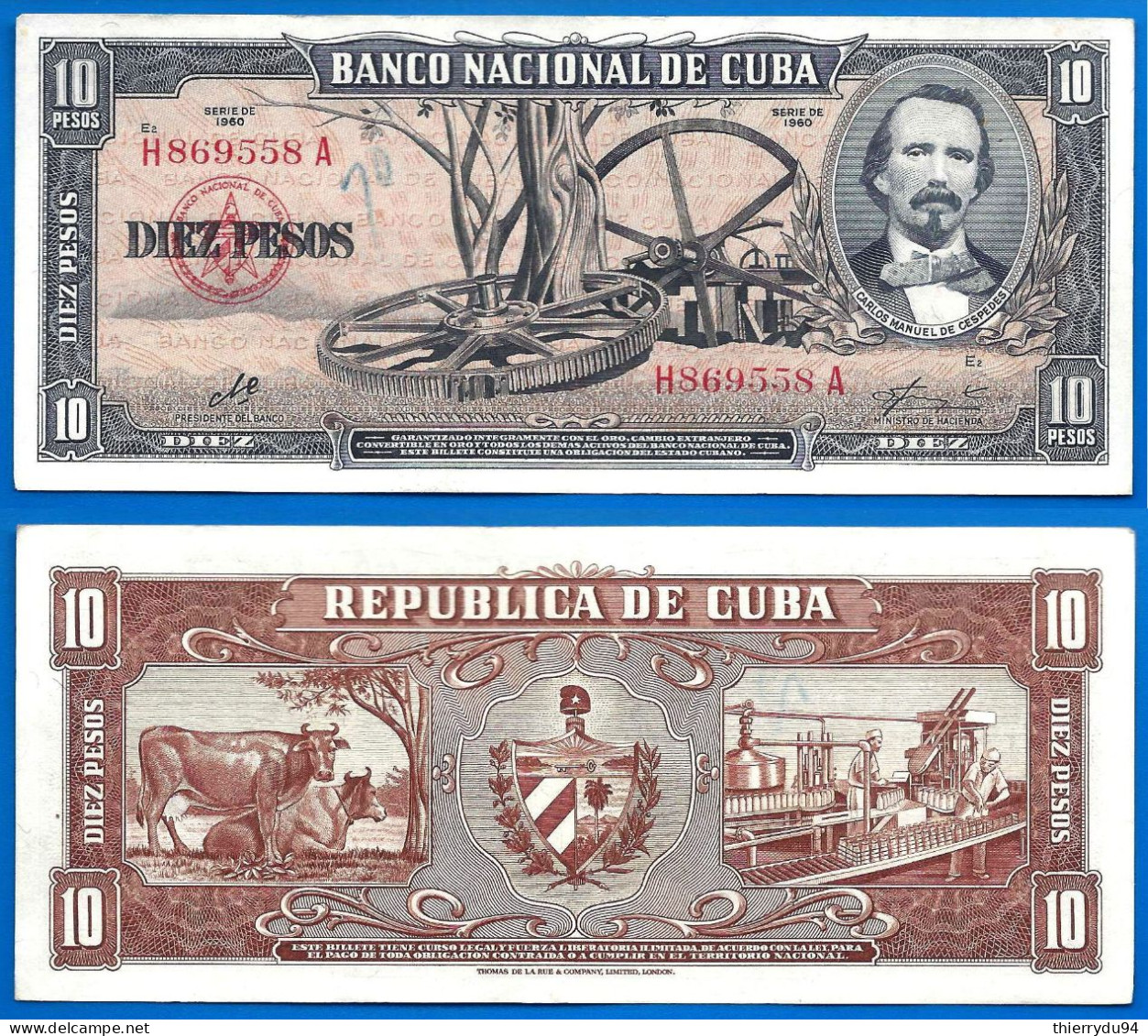 Cuba 10 Pesos 1960 Signature Che Guevara Que Prix + Port Peso Centavos Centavo Caraibe Paypal Bitcoin - Cuba