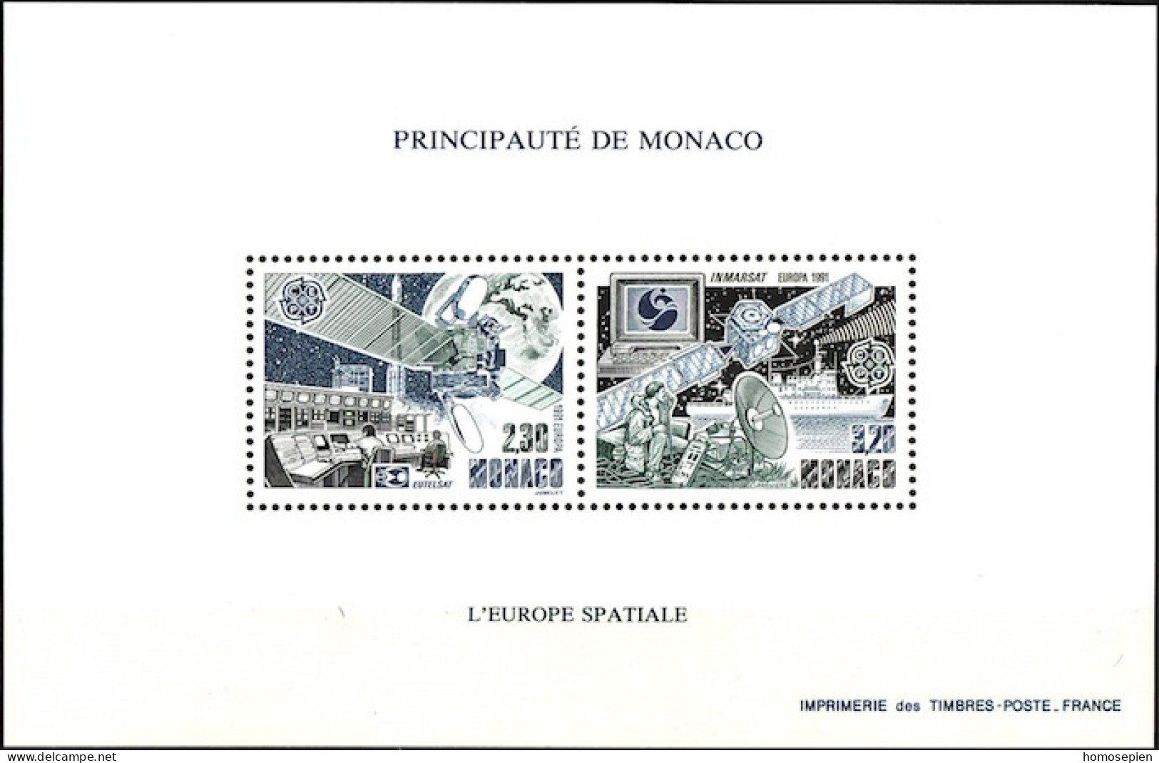 Monaco épreuve 1991 Y&T N°EL1768 à 1769 - Michel N°DP2009 à 2010 *** - EUROPA - Cartas & Documentos