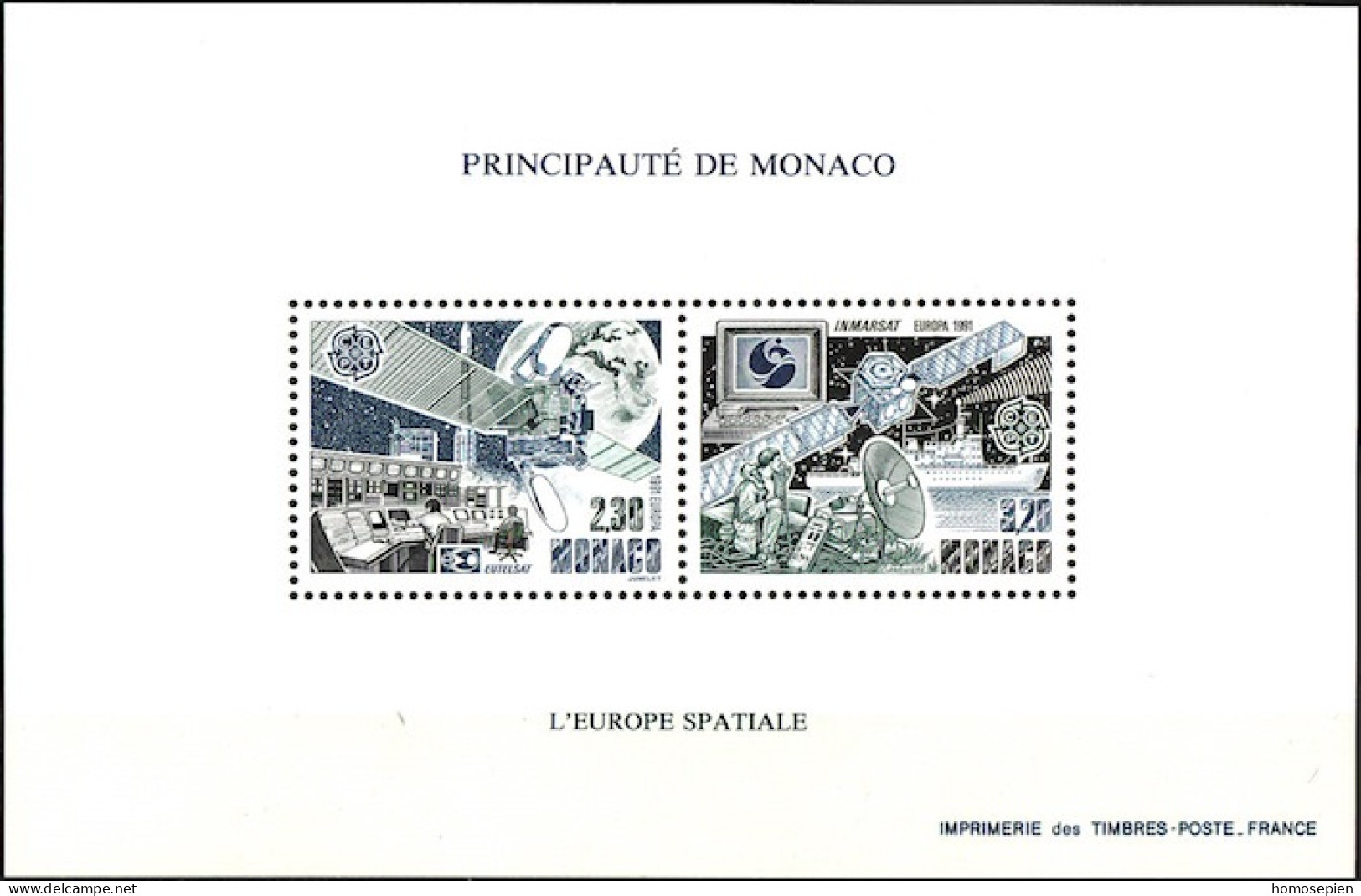 Monaco épreuve 1991 Y&T N°EL1768 à 1769 - Michel N°DP2009 à 2010 *** - EUROPA - Storia Postale
