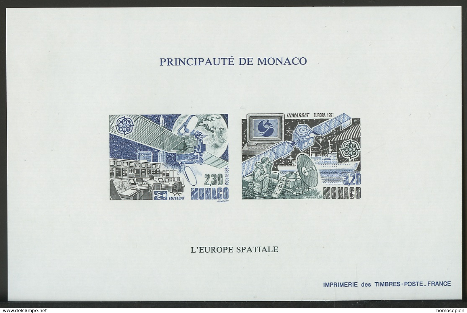 Monaco épreuve 1991 Y&T N°EL1768 à 1769a - Michel N°DP2009 à 2010U *** - EUROPA - Non Dentelé - Cartas & Documentos