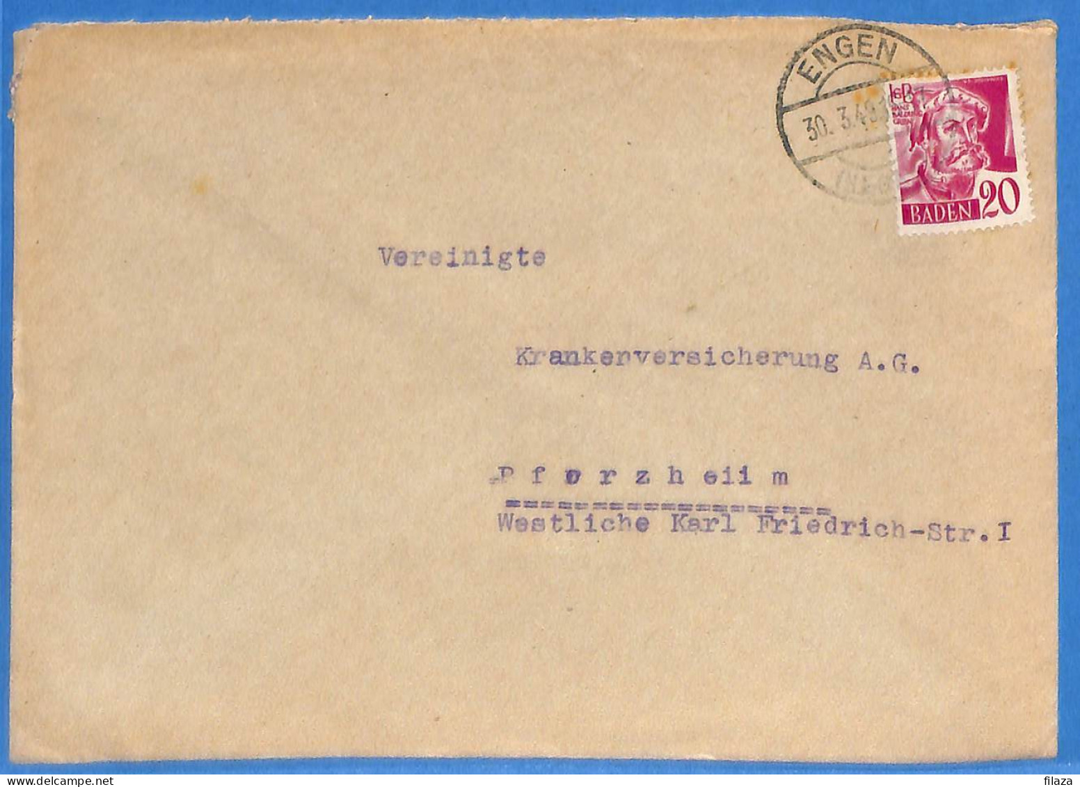 Allemagne Zone Française - 1949 - Lettre De Engen - G26711 - Autres & Non Classés