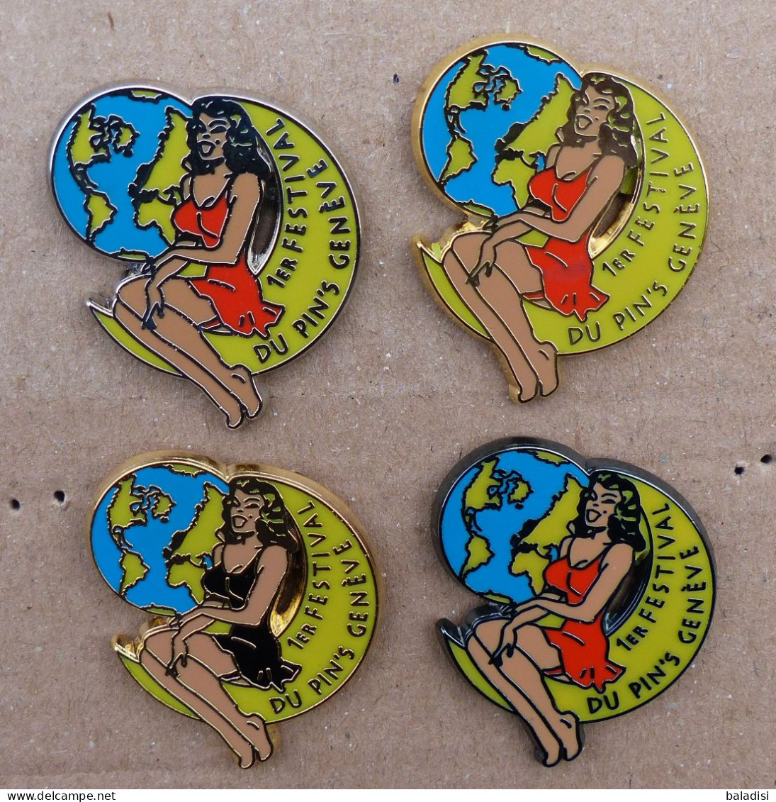 4 SUPERBES ET ANCIENS PIN'S PIN-UP DU 1ER FESTIVAL DU PIN'S DE GENEVE EN 1992, “voir Description” - Pin-ups