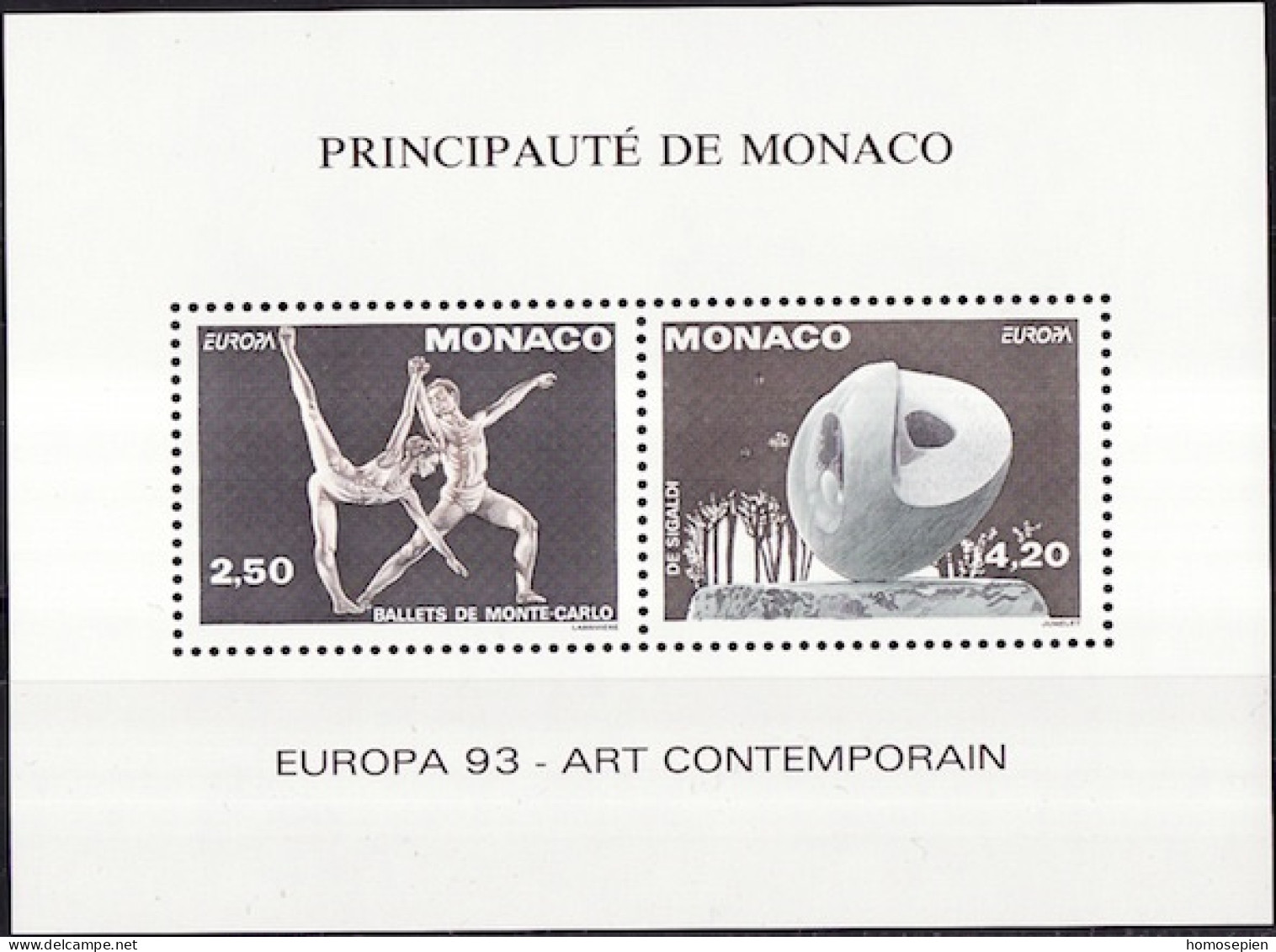Europa CEPT 1993 Monaco Y&T N°EL1875 à 1876 - Michel N°DP2120A à 2121A *** - 1993