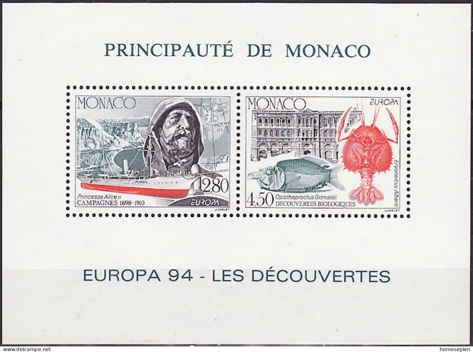 Europa CEPT 1994 Monaco Y&T N°EL1935 à 1936 - Michel N°DP2178 à 2179 *** - 1994