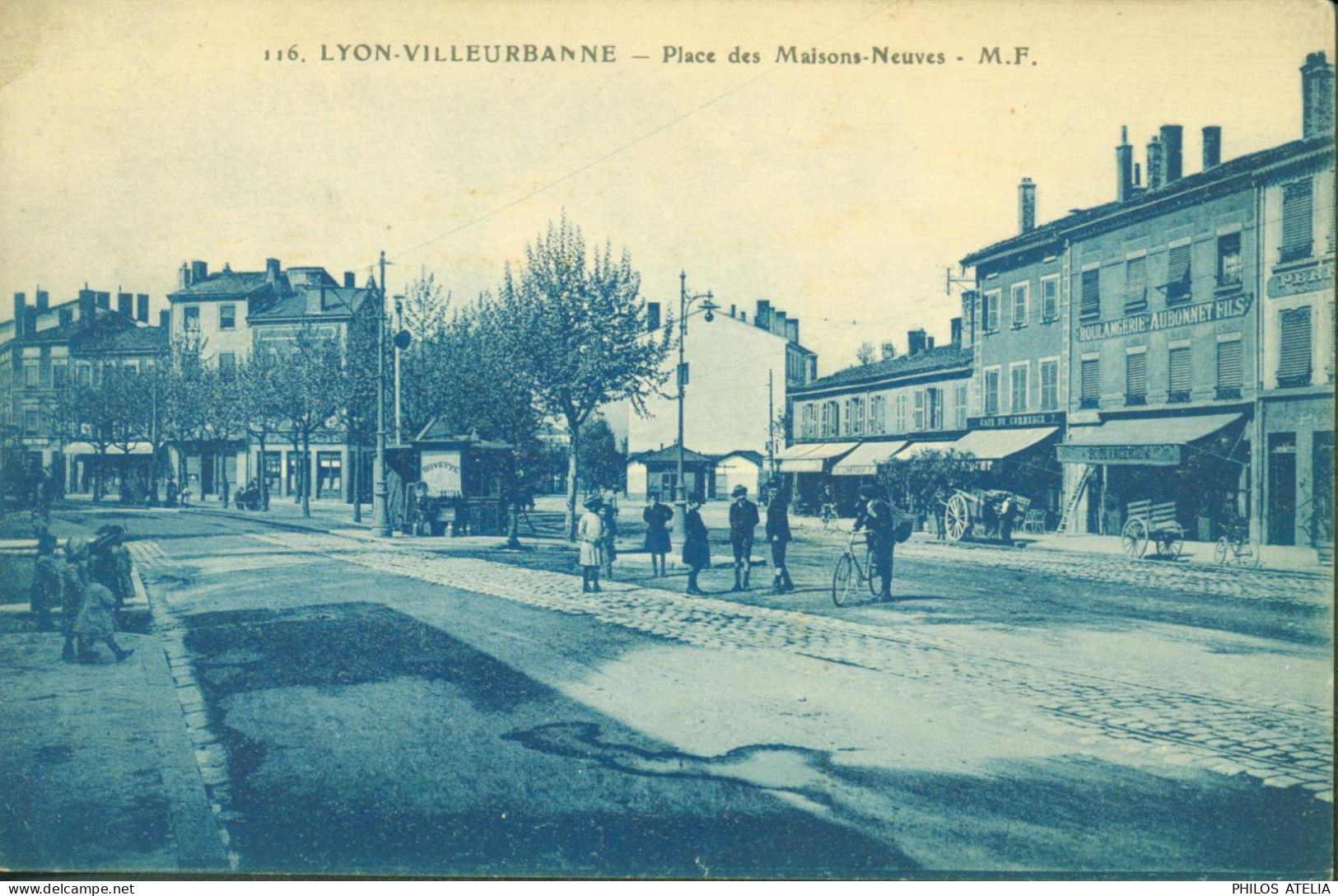 CPA CP Carte Postale Ancienne Lyon Villeurbanne Place Des Maisons Neuves M.F - Villeurbanne