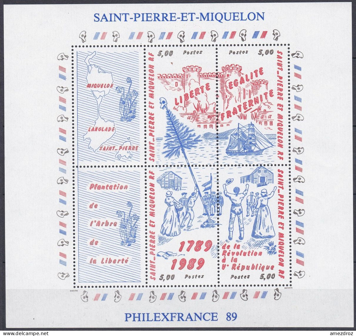 Saint-Pierre Et Miquelon 1989 BF N° 3 NMH ** Philexfrance 89 (Jf) - Hojas Y Bloques