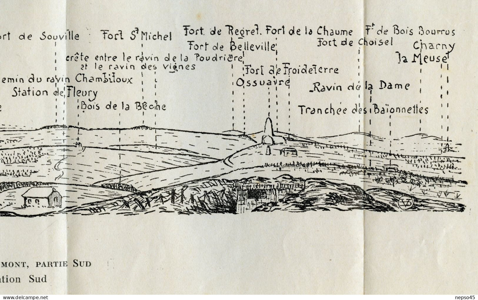 Brochure.notice sur Fort de Doumont.son rôle pendant la bataille de Verdun.Croquis panoramiques.