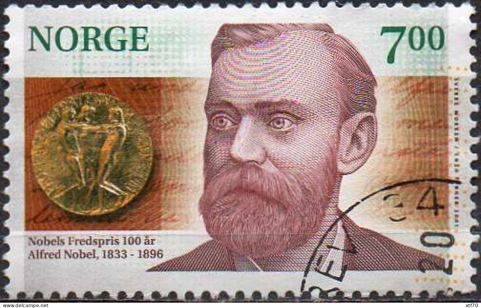 NORWAY 2001 100th Anniversary Of The Nobel Peace Prize. 7Kr Alfred Nobel - Used Stamps