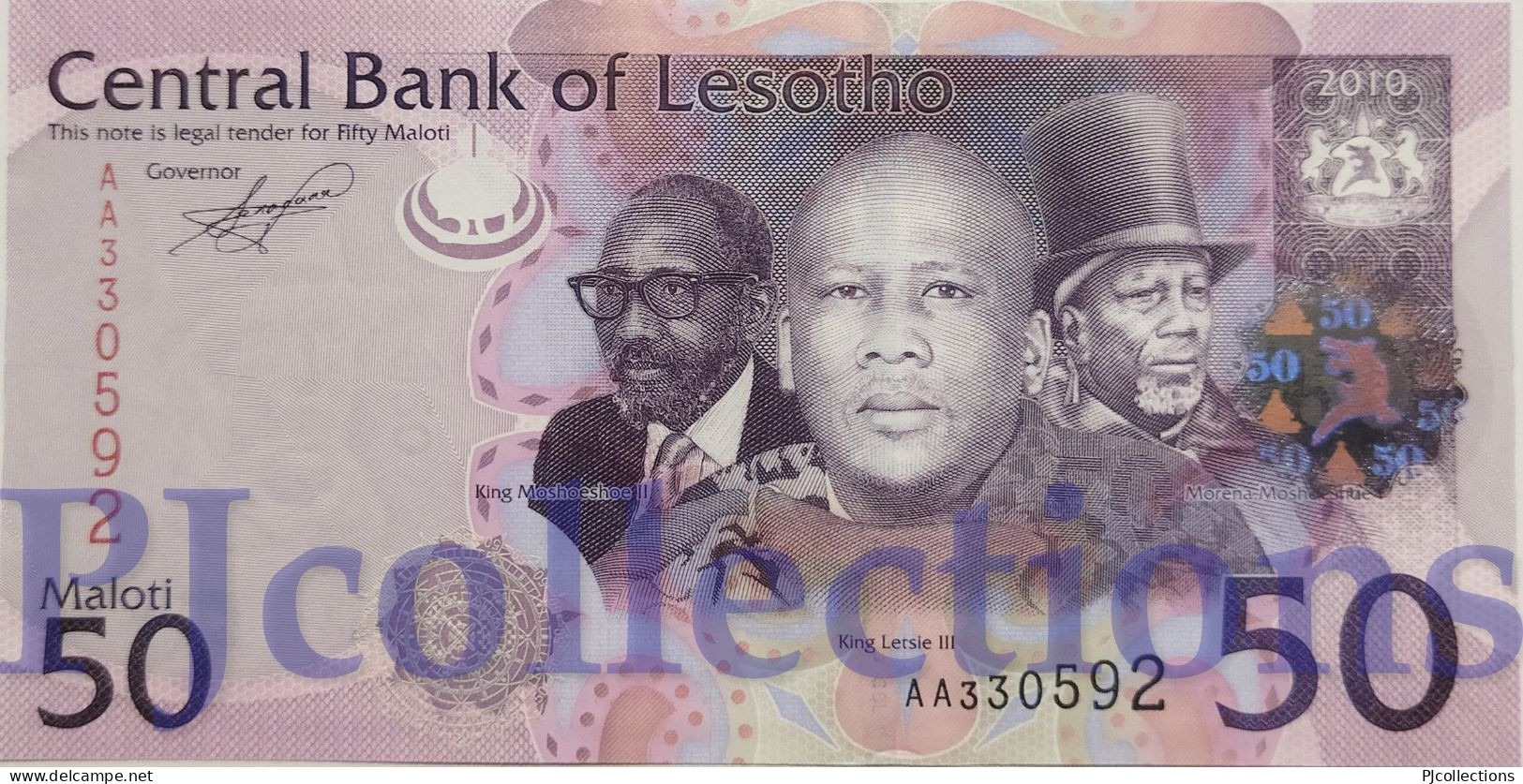 LESOTHO 50 MALOTI 2010 PICK 23a UNC PREFIX "AA" - Lesotho