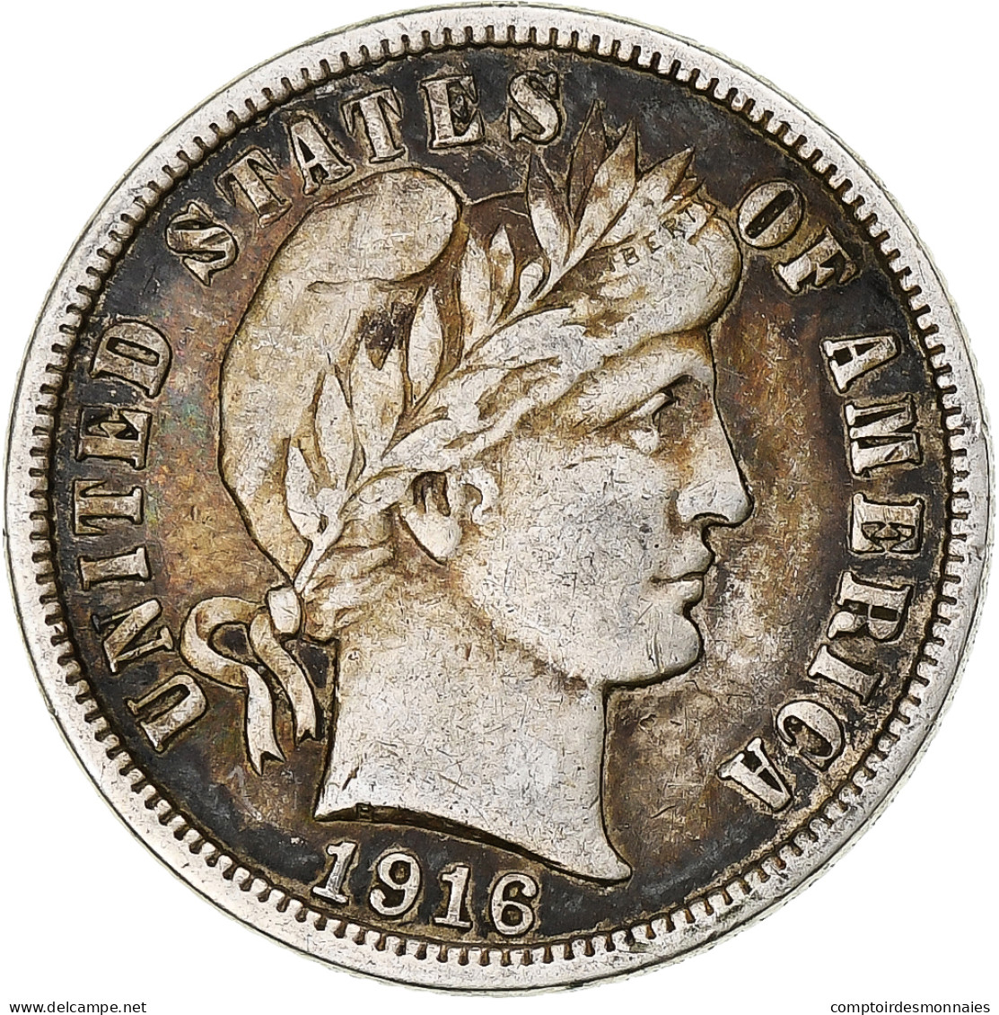 Monnaie, États-Unis, Barber Dime, Dime, 1916, Philadelphie, TTB, Argent, KM:113 - 1892-1916: Barber