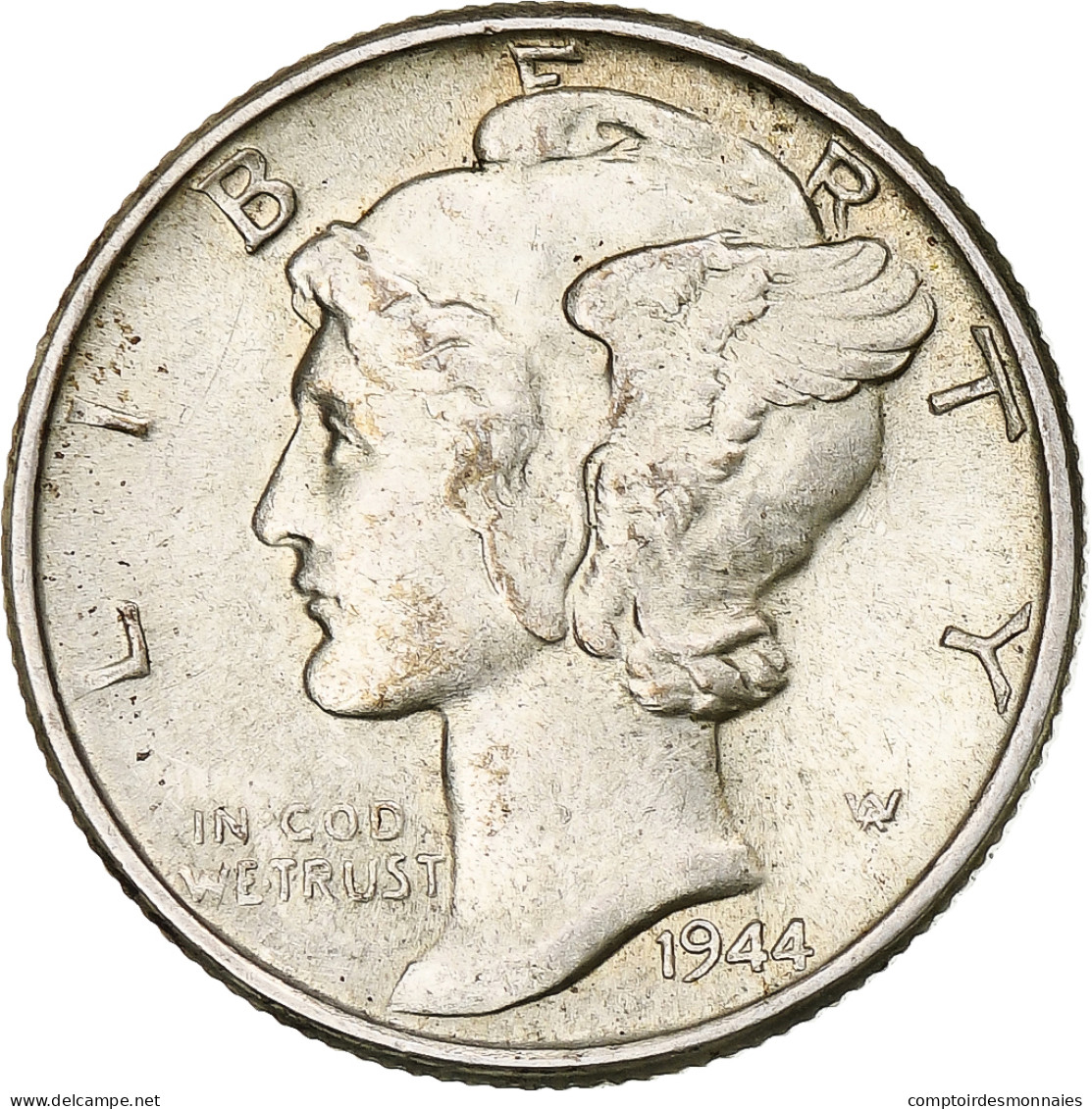 Monnaie, États-Unis, Mercury Dime, Dime, 1944, U.S. Mint, Philadelphie, TTB+ - 1916-1945: Mercury (kwik)