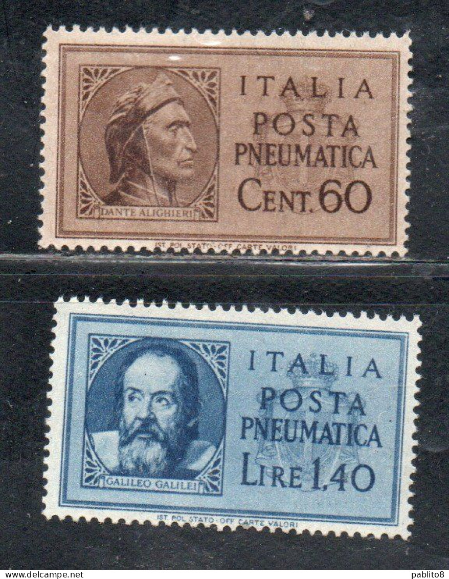 ITALIA REGNO ITALY KINGDOM 1945 LUOGOTENENZA POSTA PNEUMATICA DANTE GALILEO SERIE COMPLETA COMPLETE SET MNH - Neufs