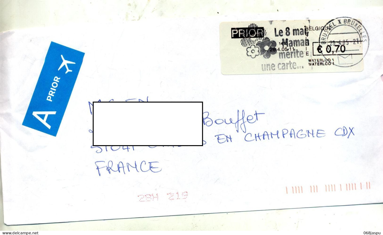 Lettre Flamme Bruxelles Fete Maman Sur Vignette Waterloos - Storia Postale