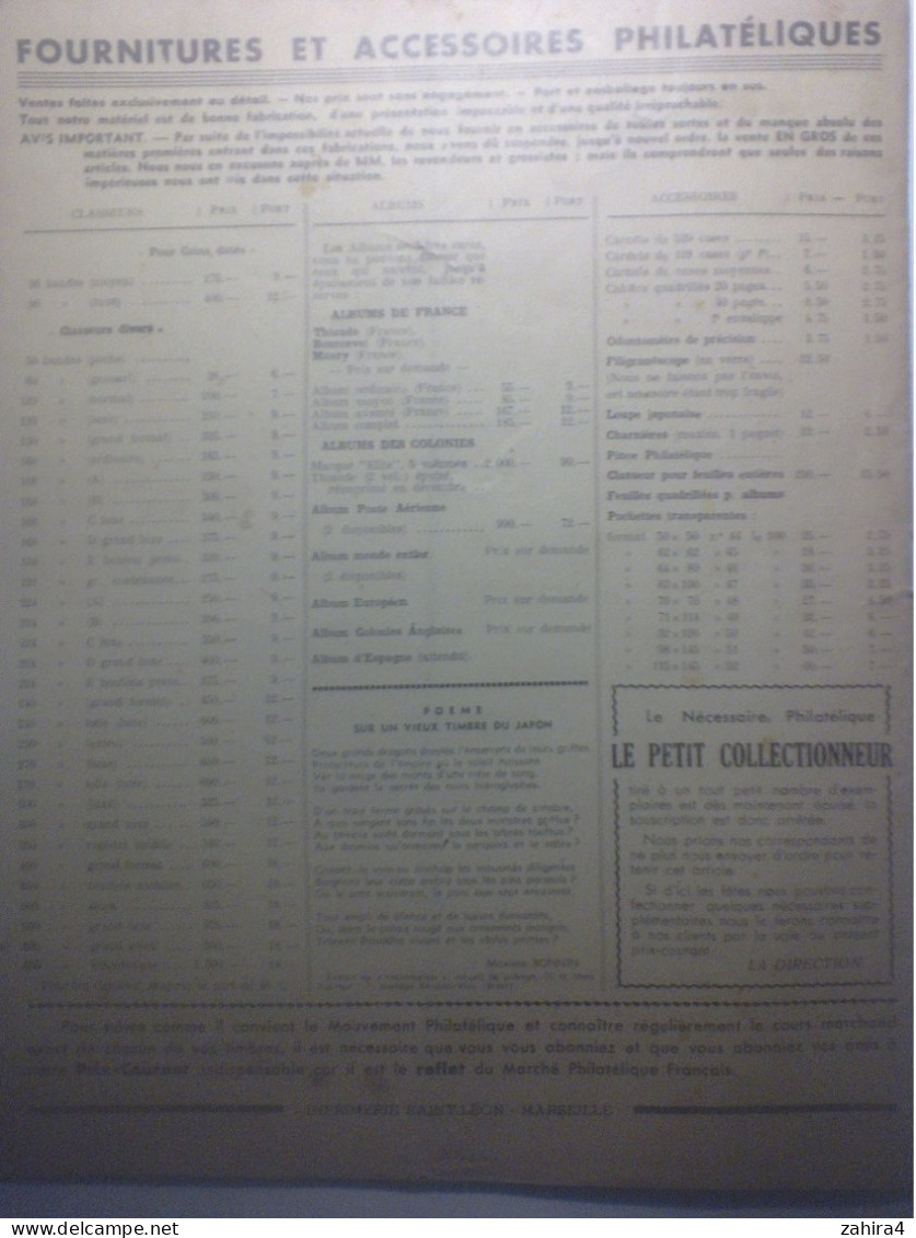 Maison Cordier En Temps De Guerre à Marseille N°11 5e An - Novembre 1942 Prix Courant Philatélique Illustré - Cataloghi Di Case D'aste