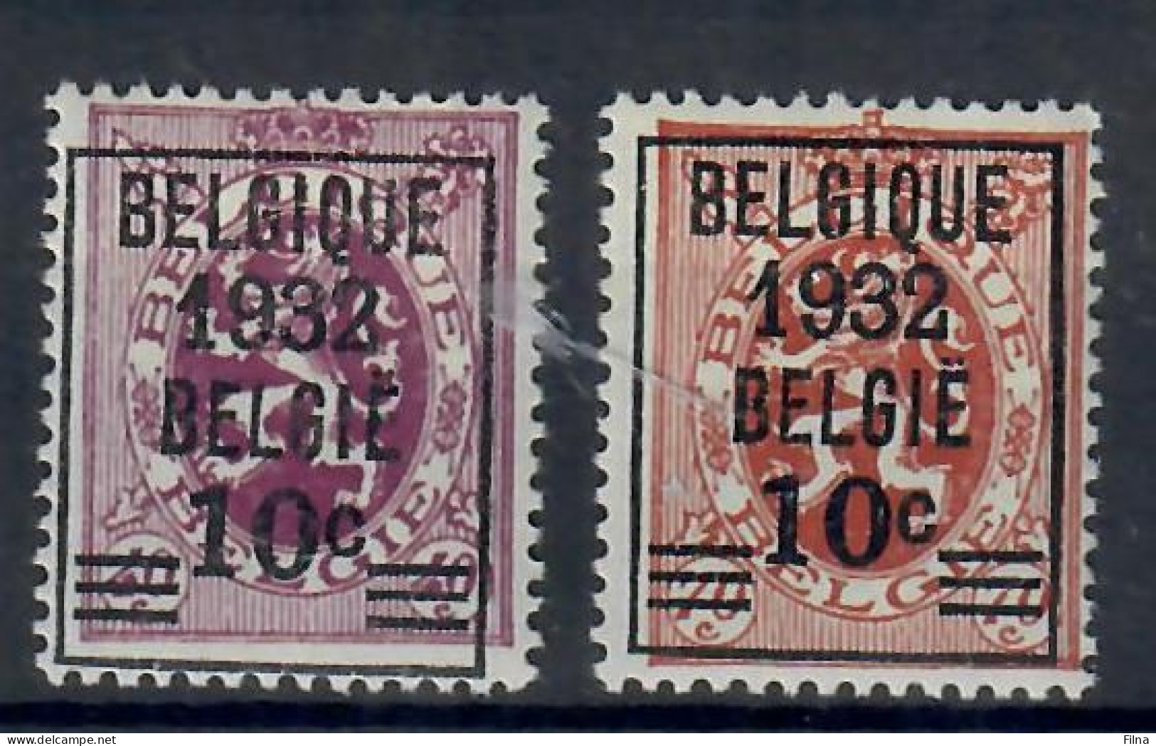 BELGIO 1932 LEONE ARALDICO SOPRASTAMPATI  MH/* - 1929-1937 Leone Araldico