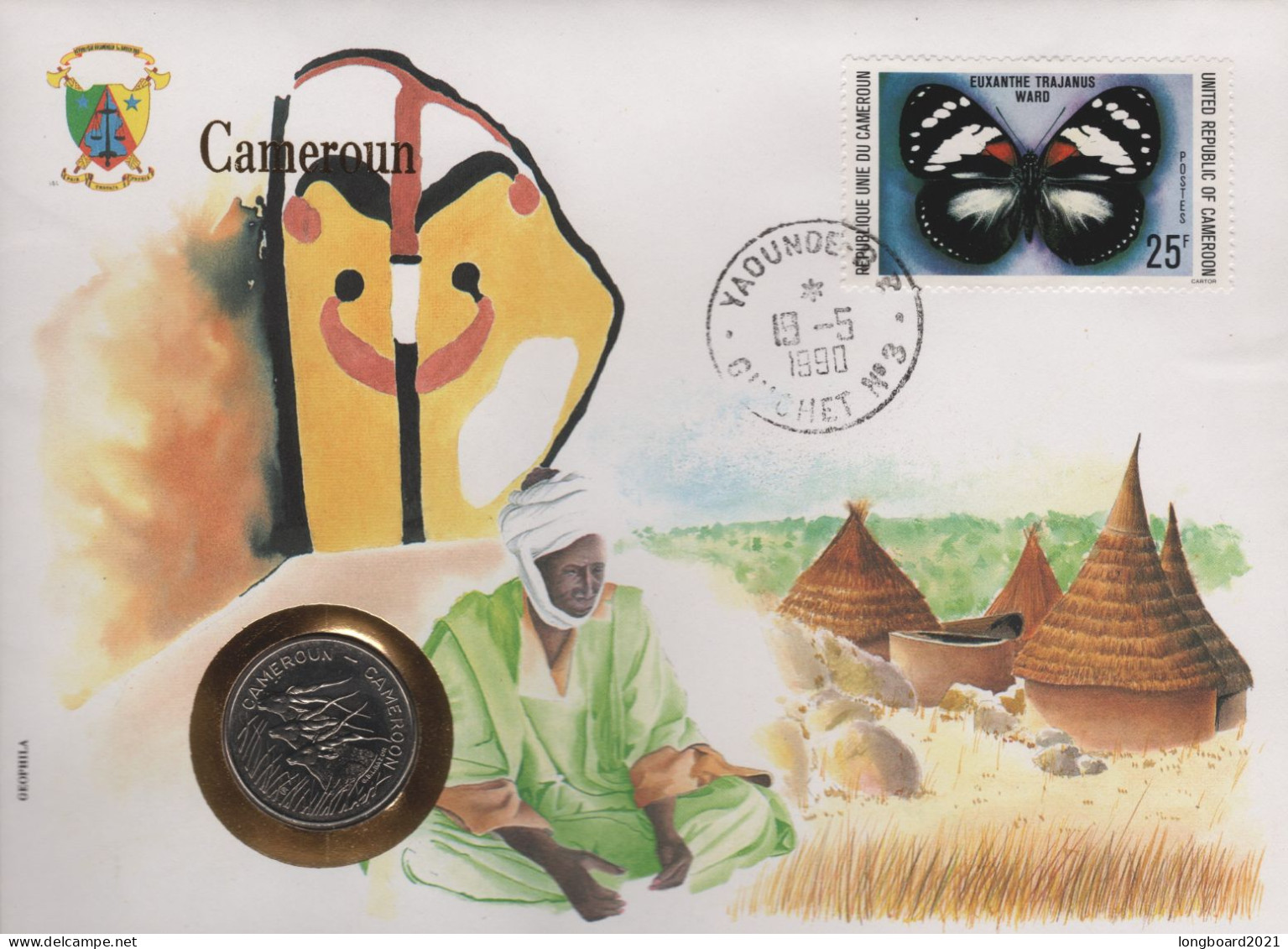 CAMEROON - COVER WITH COIN 100 FRANCS 1990 / **2 - Camerun (1960-...)