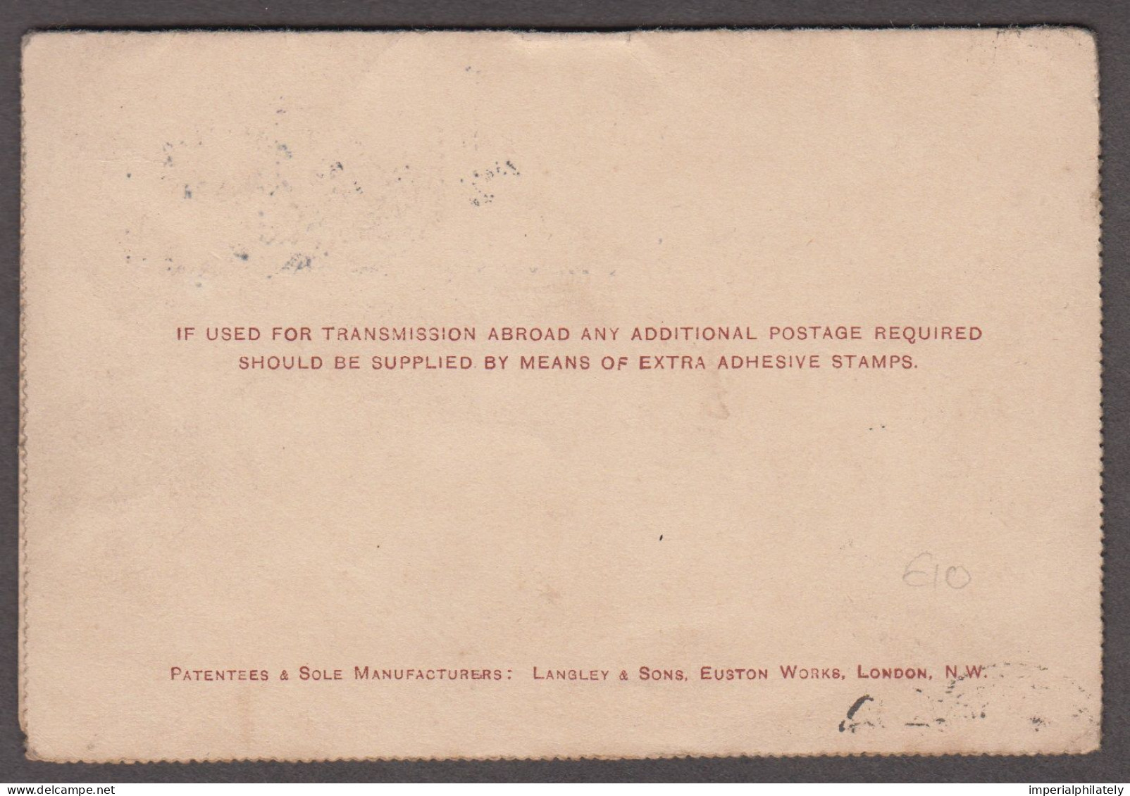 1897 "The Budget Letter Card" Privately Printed Postal Stationery Sent To France With 1887 1/2d Vermilion Jubilees - Brieven En Documenten