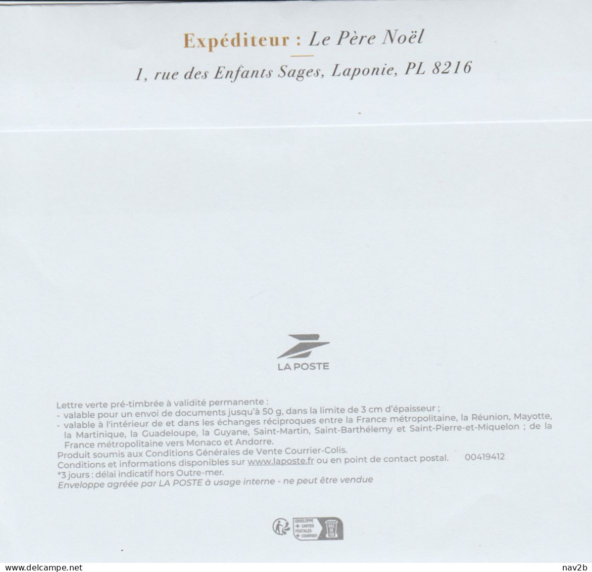 Entier Enveloppe TSC  Père Noël .2023 . - Prêts-à-poster:Stamped On Demand & Semi-official Overprinting (1995-...)