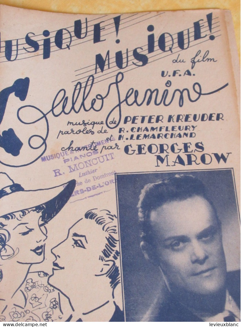 Partition Ancienne/"Musique ! Musique ! , Allo  Janine "/Georges  MAROW/Kreuder/Chamfleury/Continental/1939      PART381 - Andere & Zonder Classificatie