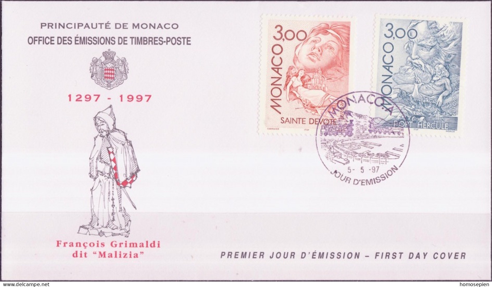 Europa CEPT 1997 Monaco FDC Y&T N°2104 à 2105 - Michel N°2355 à 2356 - 1997