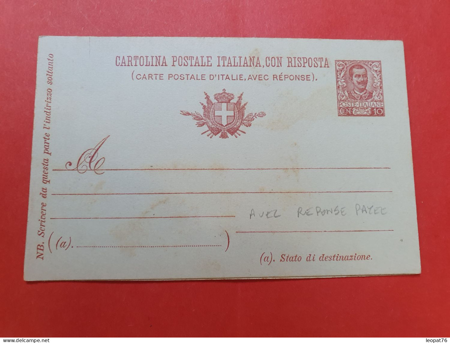 Italie - Entier Postal Avec Réponse Non Circulé - D 449 - Interi Postali