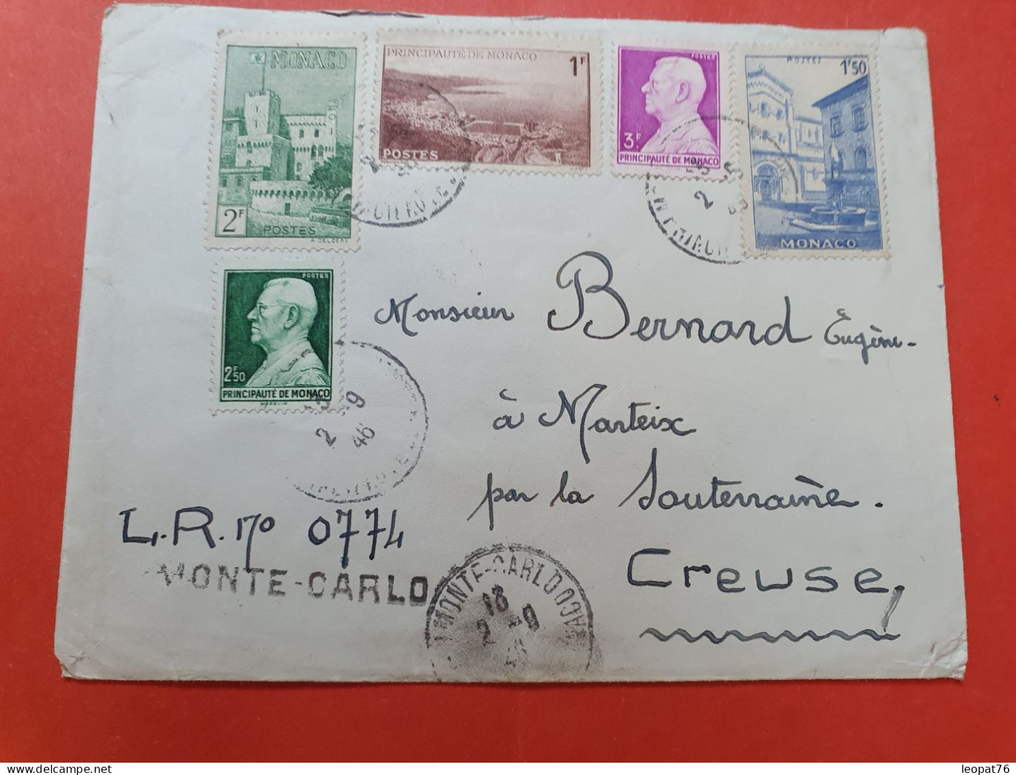 Monaco - Enveloppe En Recommandé Provisoire Pour La France En 1946 - D 452 - Covers & Documents