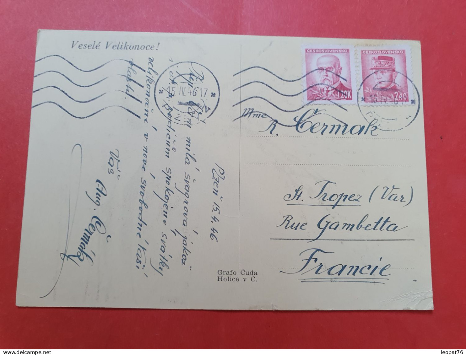 Tchécoslovaquie - Affranchissement De Plzeň Sur Cp En 1946 Pour La France - D 453 - Storia Postale