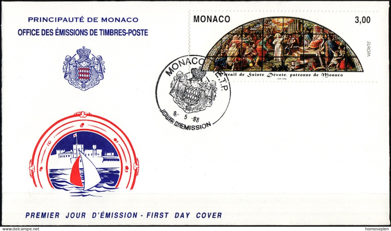 Europa CEPT 1998 Monaco FDC1 Y&T N°2152 - Michel N°2403 - 3f EUROPA - 1998