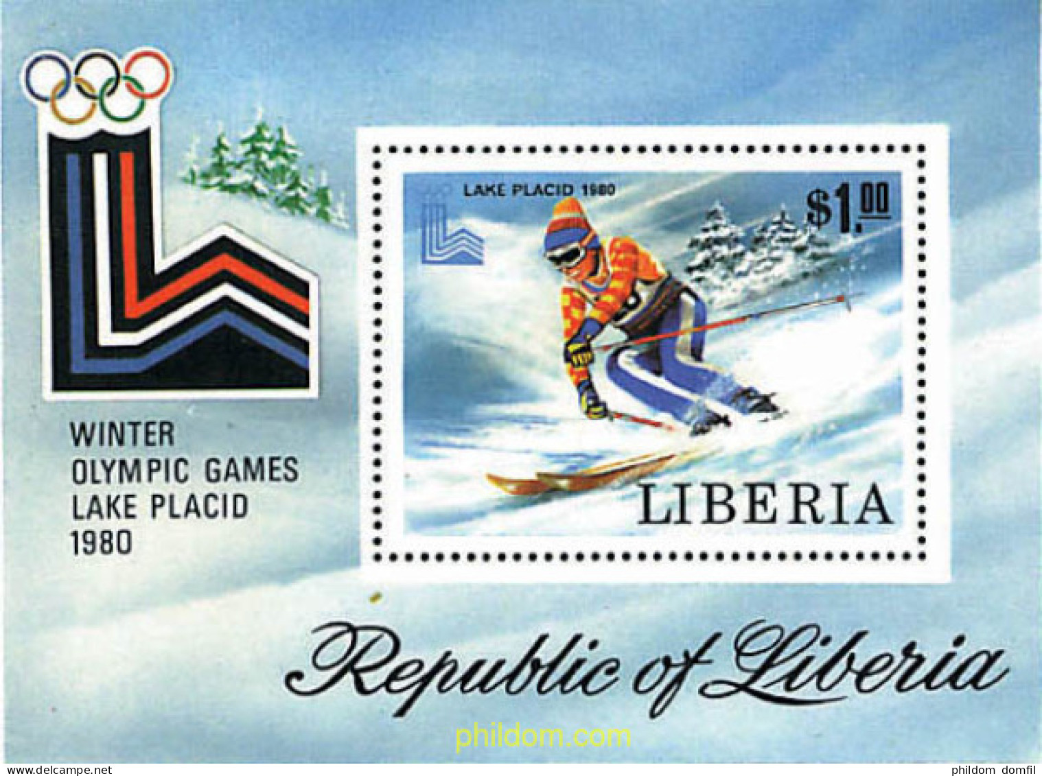 71117 MNH LIBERIA 1980 13 JUEGOS OLIMPICOS INVIERNO LAKE PLACID 1980 - Liberia