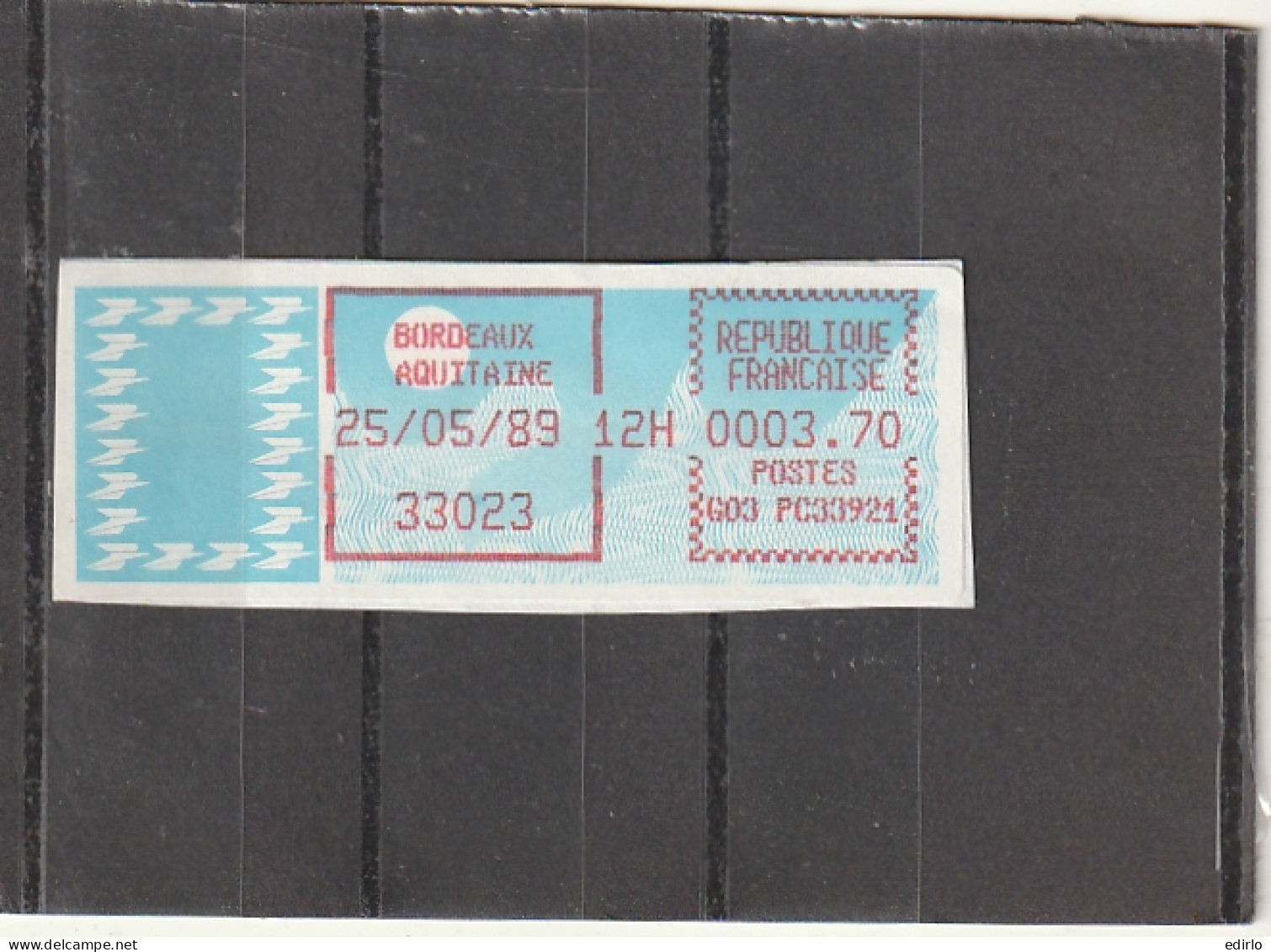 ///  FRANCE ///  LSA  Timbre Vignette Distributeur Carrier BORDEAUX AQUITAINE  Gironde - 1985 « Carrier » Papier
