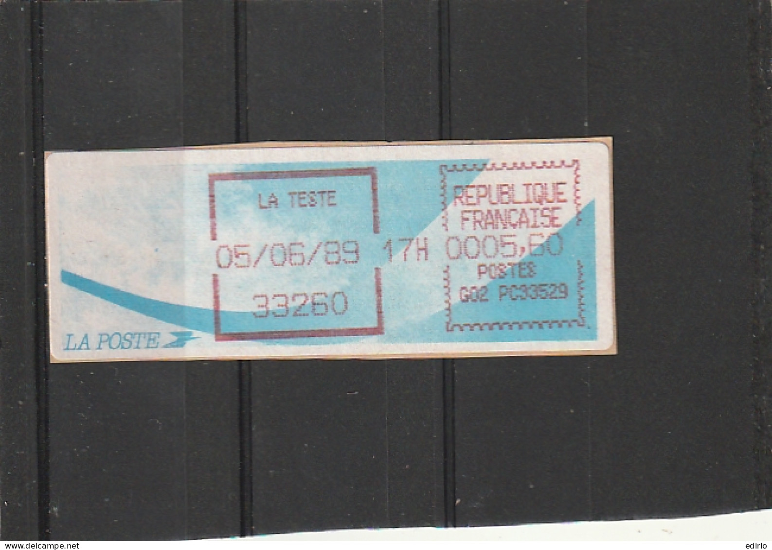 ///  FRANCE ///  LSA  Timbre Vignette Distributeur Comète LA TESTE Gironde - 1988 Type « Comète »