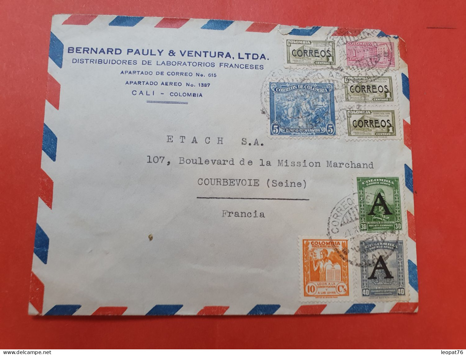 Colombie - Enveloppe Commerciale De Cali Pour La France En 1950 - D 457 - Kolumbien