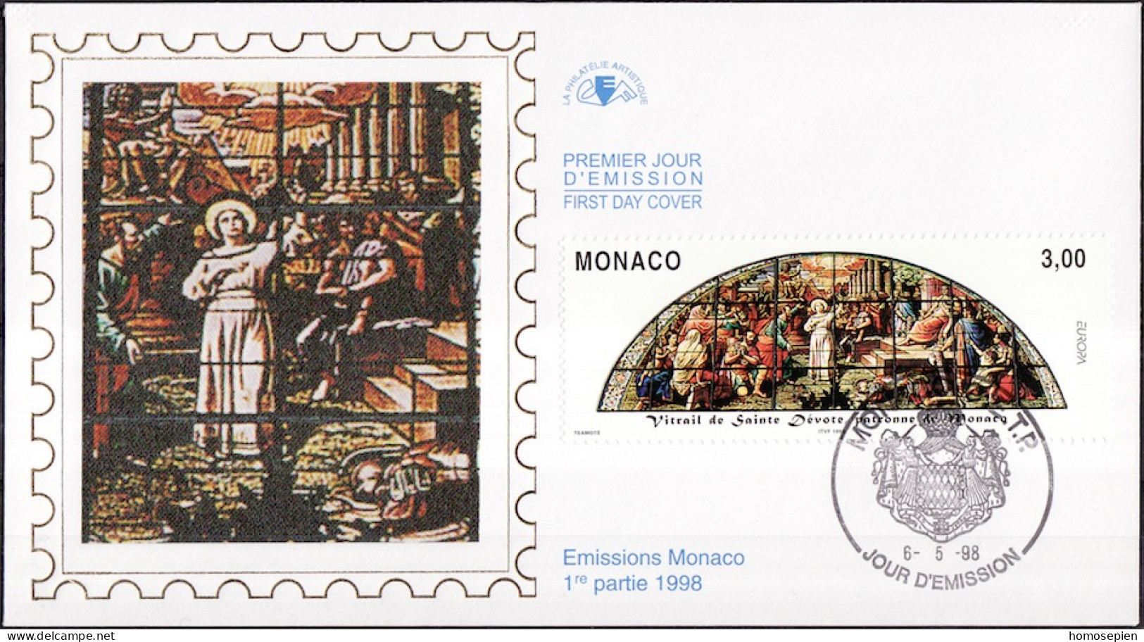 Europa CEPT 1998 Monaco FDC2 Y&T N°2153 - Michel N°2411 - 3f EUROPA - 1998