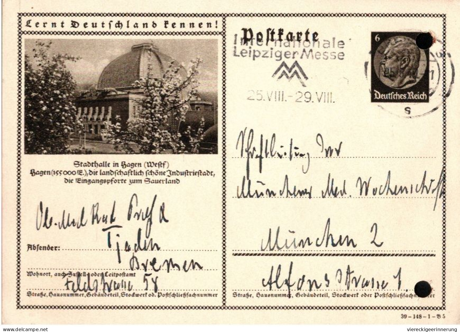 ! Ganzsache 1930 Aus Bremen , Autograph Professor Hermann Tjaden, Arzt - Médecine