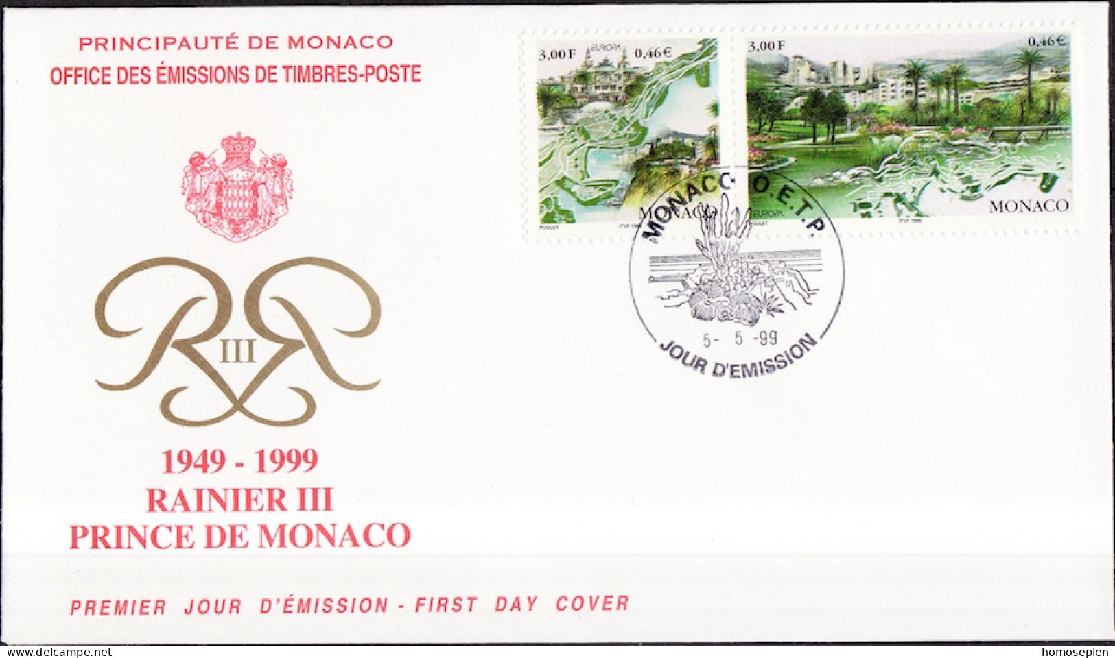Europa CEPT 1999 Monaco FDC Y&T N°2203 à 2204 - Michel N°2454 Et 2455 - 1999