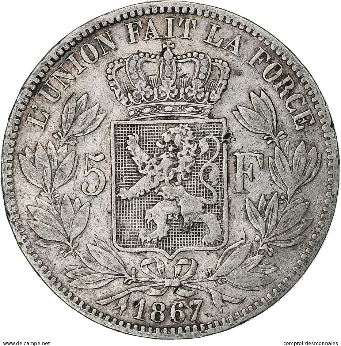 Monnaie, Belgique, Leopold II, 5 Francs, 5 Frank, 1867, TB+, Argent, KM:24 - 5 Francs