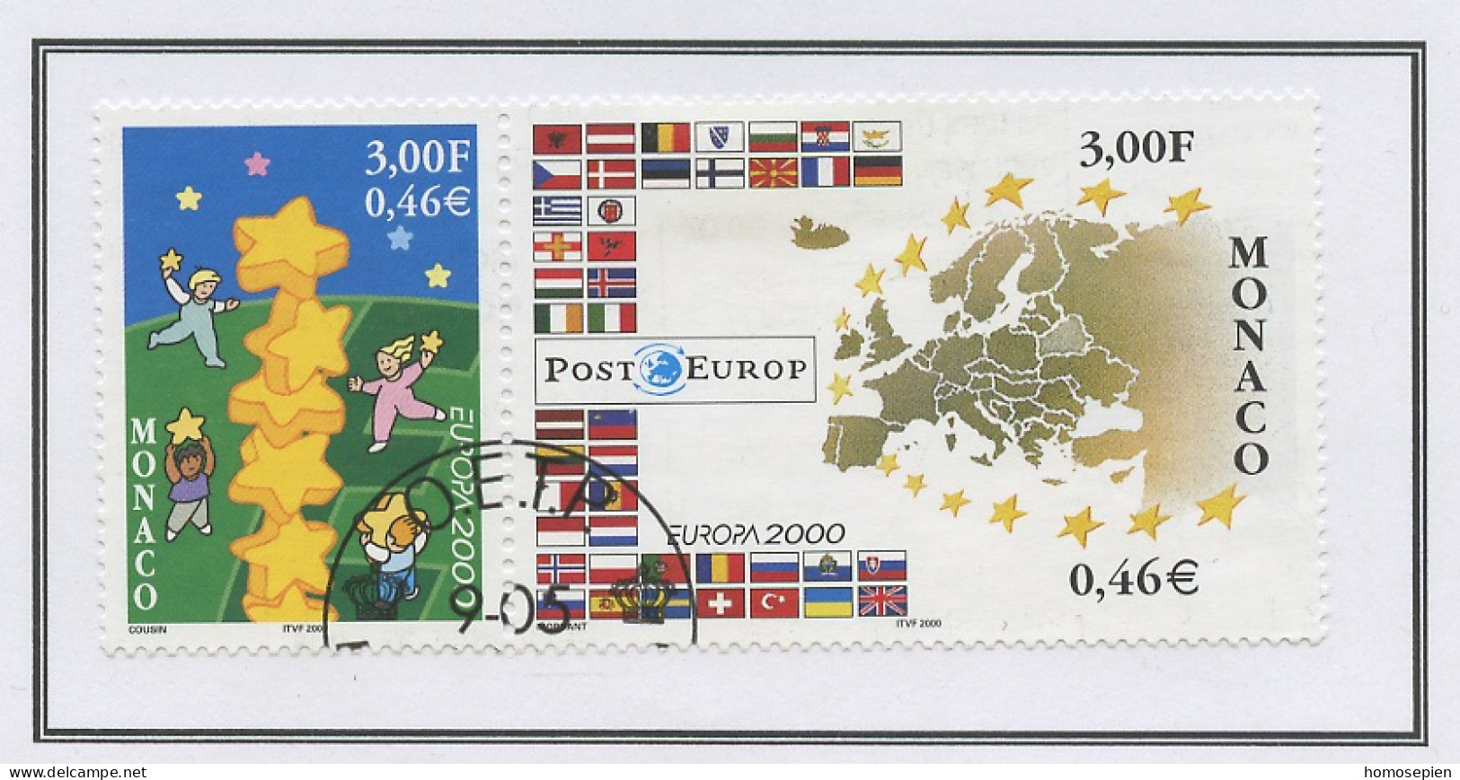 Monaco 2000 Y&T N°2248 à 2249 - Michel N°2499 à 2500 (o) - EUROPA - Se Tenant - Used Stamps