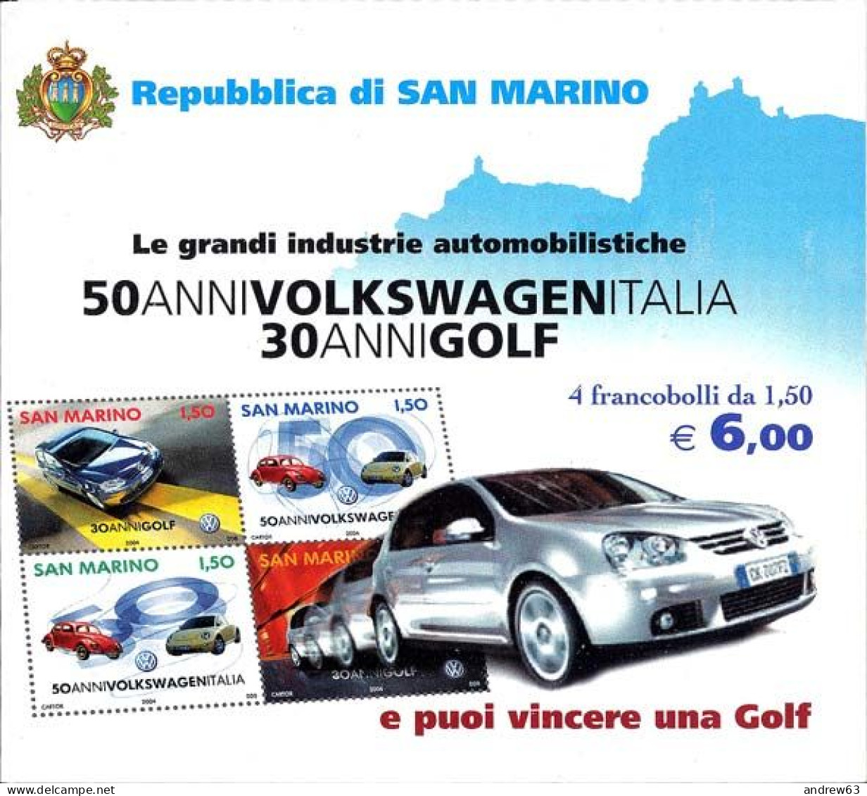 SAN MARINO - 2004 - L7 Volkswagen - Libretto - ** MNH/VF - Nuovo - Sotto Facciale - Libretti