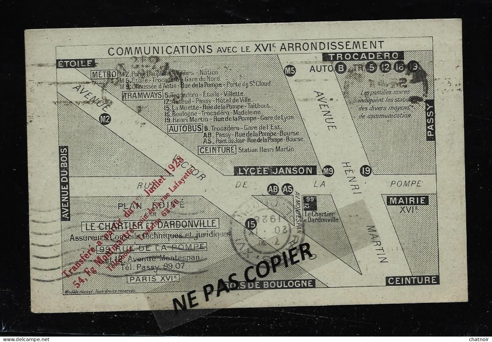 Communication Avec Le XVI  Arrondissement Oblit " PARIS 83  Rue Bleue 1928  40c Semeuse - Arrondissement: 16