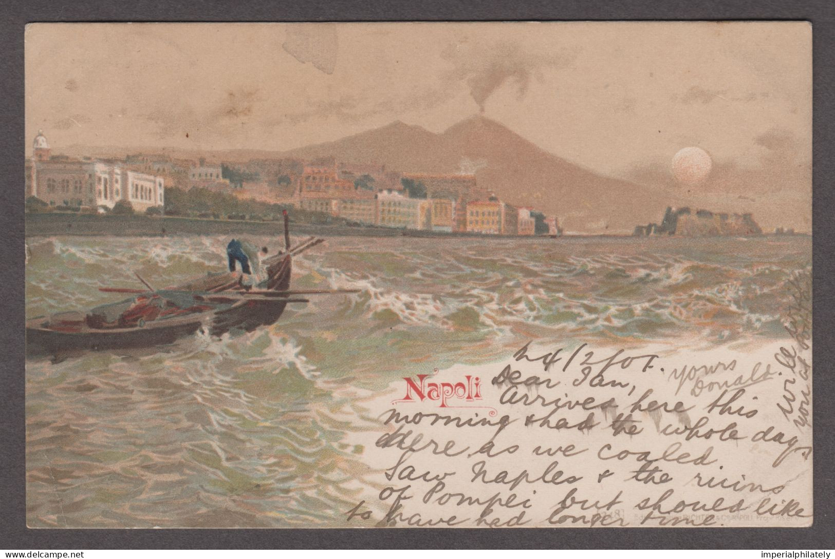 1901 Picture Postcard Sent By Paquebot Ship From Port Said, Egypt, With 1900 1/2d Jubilee - Briefe U. Dokumente