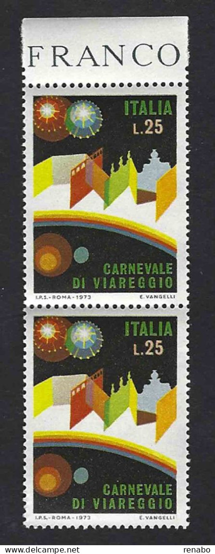 Italia, Italy, Italie, Italien 1973; Carnevale Di Viareggio: Coppia Verticale Con Bordo Superiore. New. - Karnaval